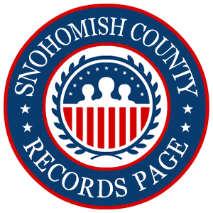 A round red, white, and blue logo with the words Snohomish County Records Page for the state of Washington.